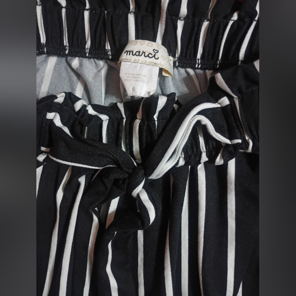 Classic Black and White Striped Wide Leg Jumpsuit - Picture 3 of 3